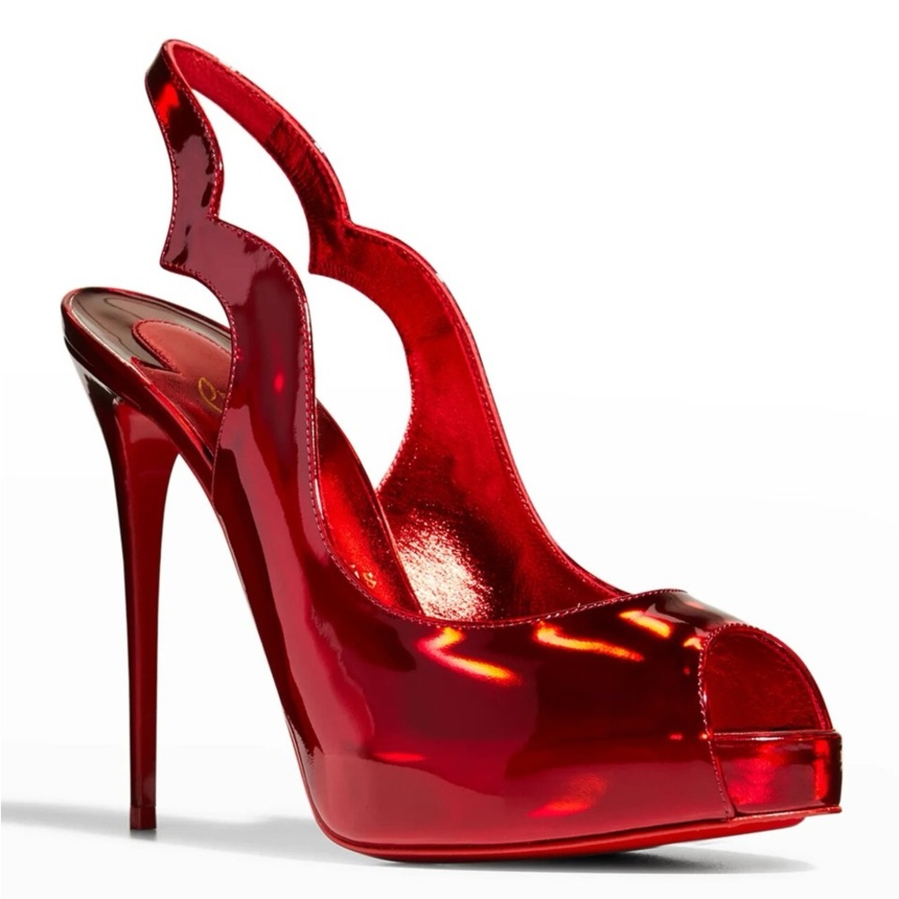 Christian Louboutin Hot Chick Red Peep Toe Slibngback Pump